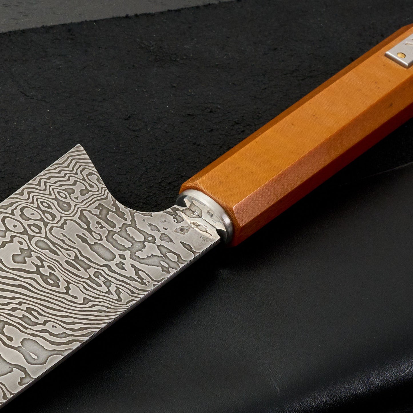 Gyuto 265mm Damascus Twist Vintage Micarta & Stainless Steel – side profile