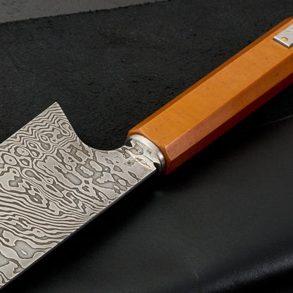 Gyuto 265mm Damascus Twist Vintage Micarta & Stainless Steel – side profile