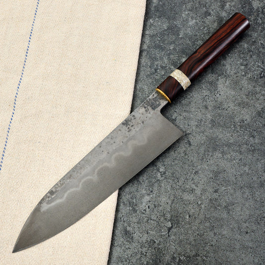 Gyuto 220mm Honyaki Brass, Oyster Shell & Ironwood