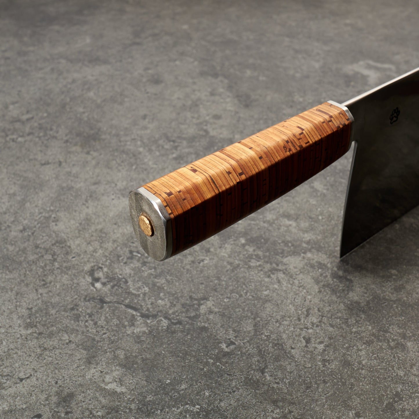 Cleaver 225mm X 105mm Honyaki 'S' Grind Birchbark & Stainless – side profile