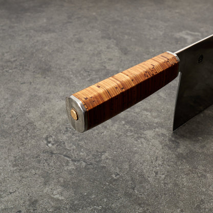 Cleaver 225mm X 105mm Honyaki 'S' Grind Birchbark & Stainless – side profile