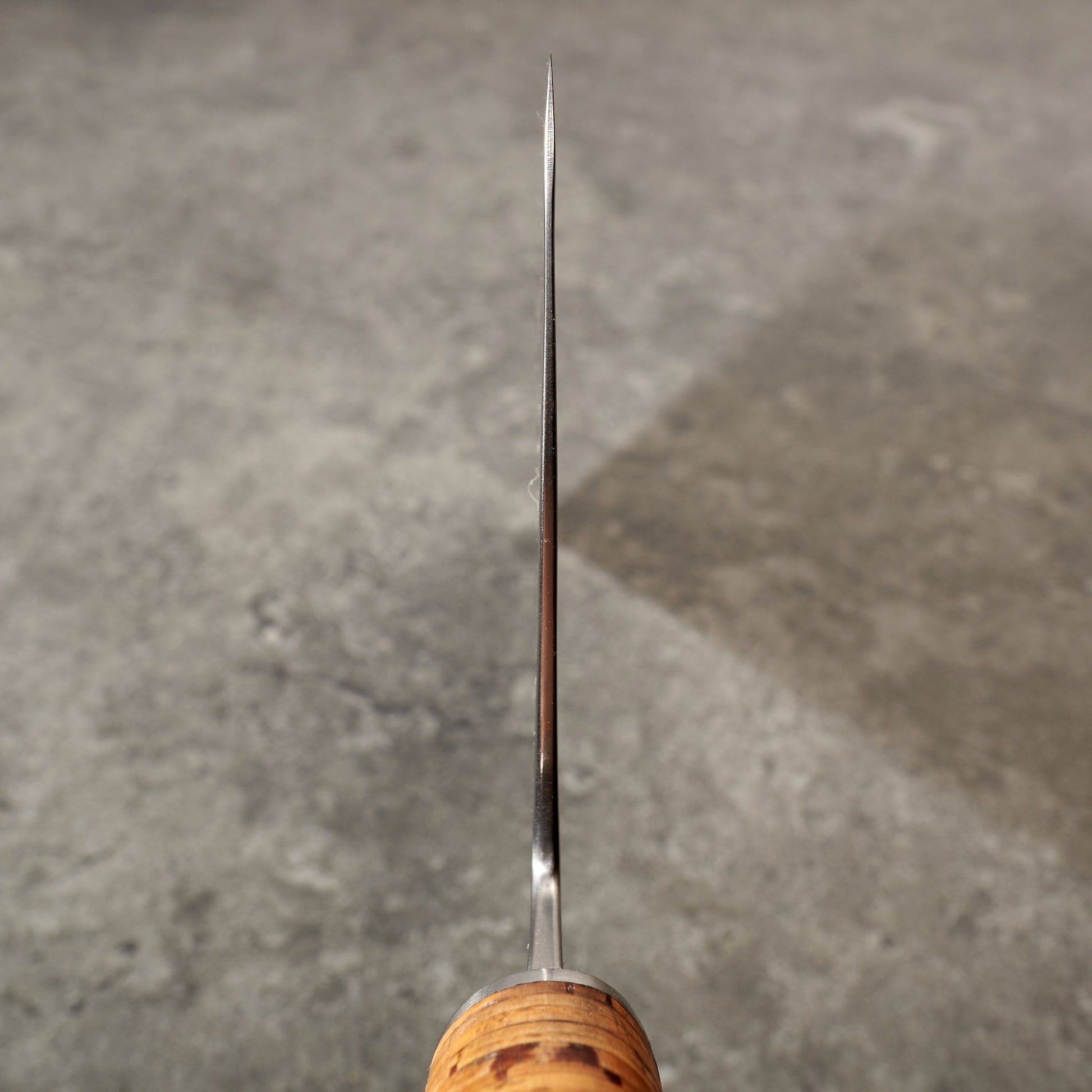 Cleaver 225mm X 105mm Honyaki 'S' Grind Birchbark & Stainless – blade close-up