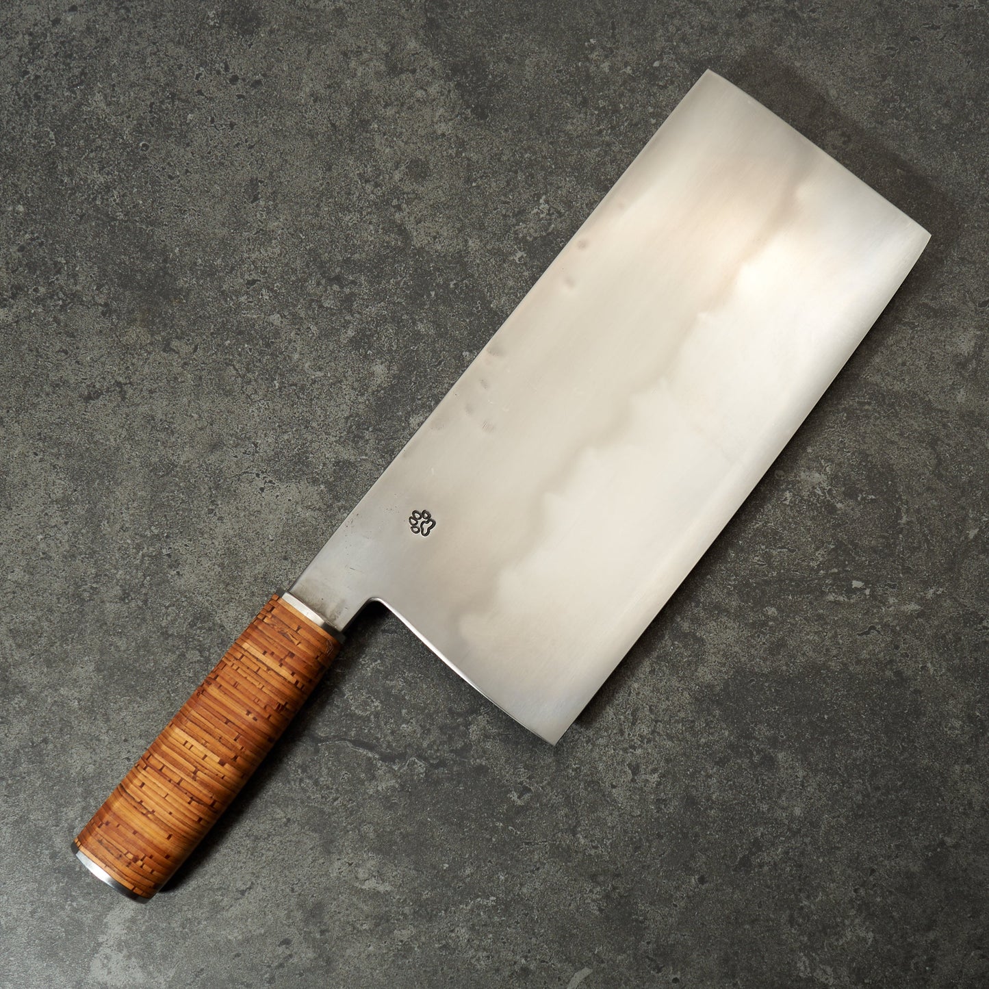 Cleaver 225mm X 105mm Honyaki 'S' Grind Birchbark & Stainless – handle detail