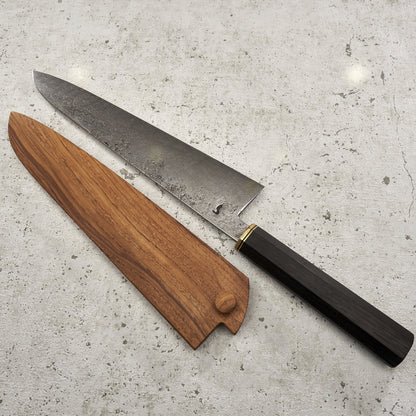 Fredrik Spåre Gyuto 220mm Damascus 1.2419 15n20 Bog Oak with Saya - Blade Saya