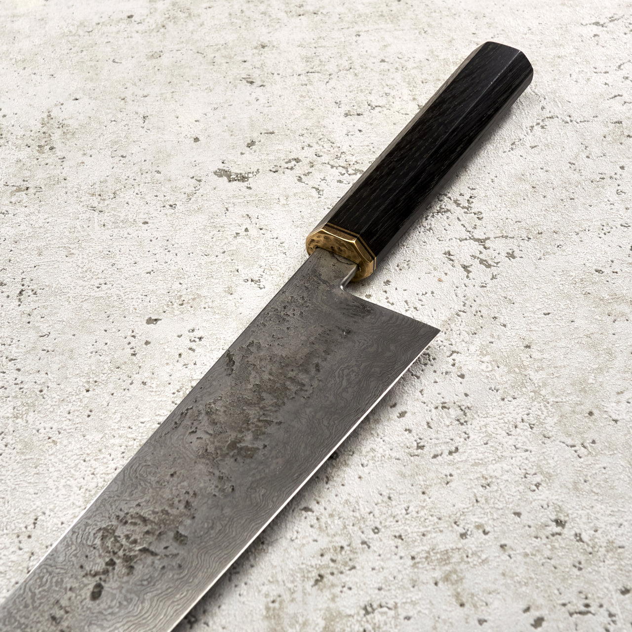 Fredrik Spåre Gyuto 220mm Damascus 1.2419 15n20 Bog Oak with Saya - Handle