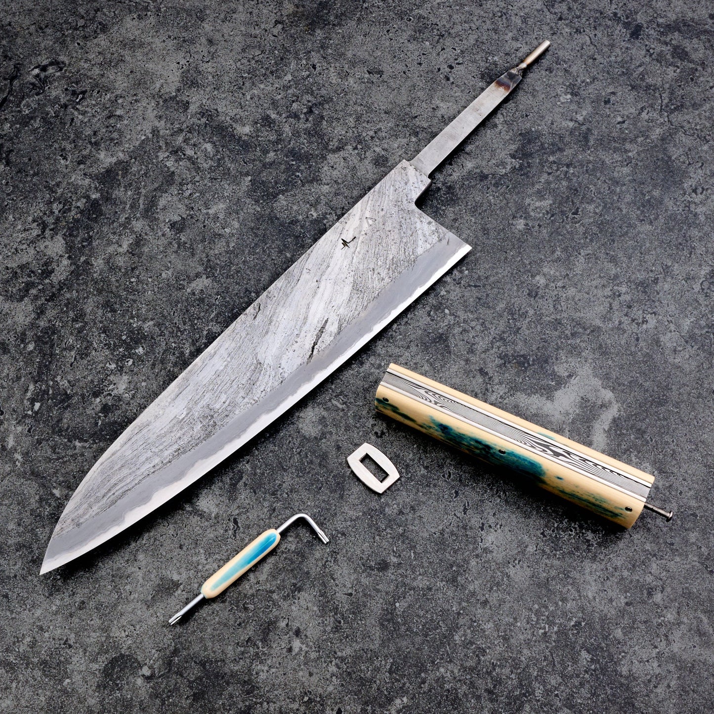 Milan Gravier X Adonis Forged Arts Gyuto 260mm Damascus Twist – blade close-up
