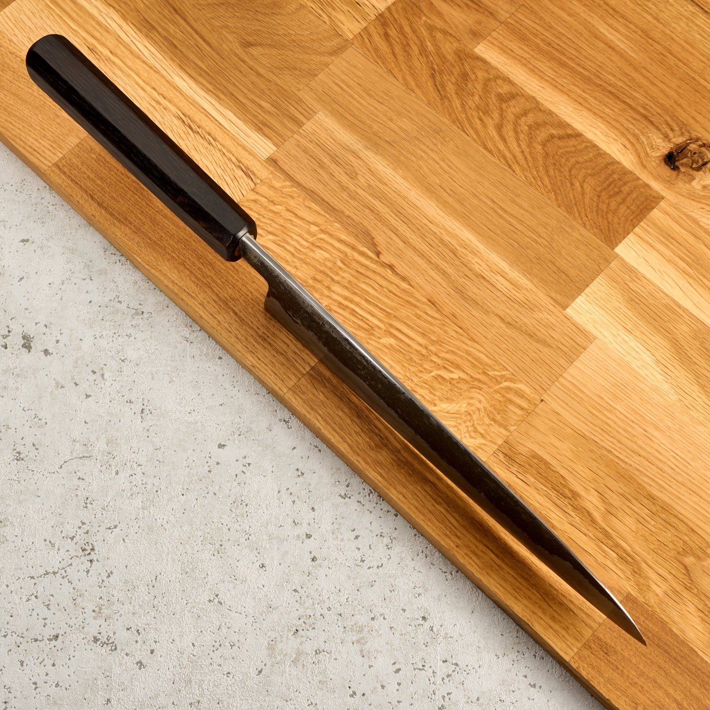 Gytuo 235mm Wrought Iron San Mai Ancient Oak and Ziricote – handle detail