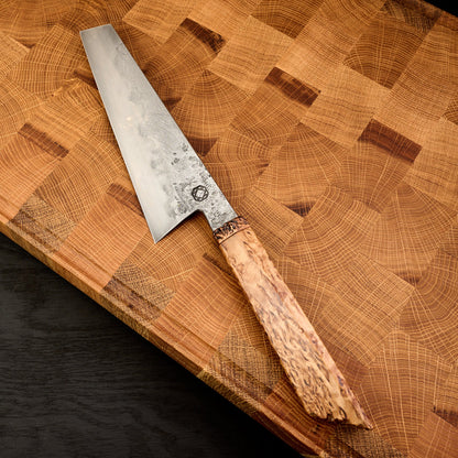 Gyuto 180mm 125SC Honyaki Stabilized Karelian Birch Burl – view 7