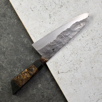 Gyuto 185mm Hollowed Carbon & Micarta – detail view