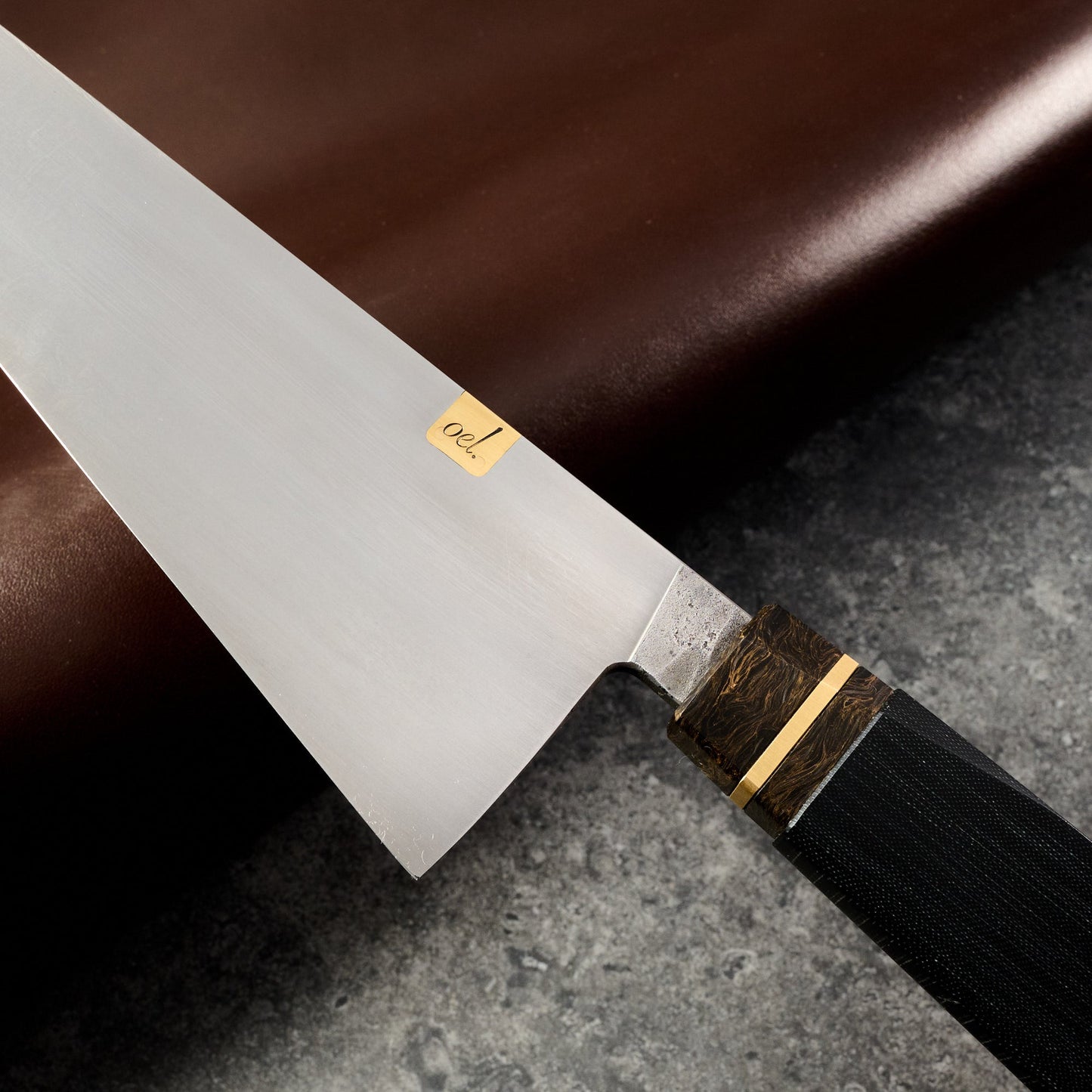 Gyuto 190mm Carbon Chef Brass Inlaid Name Plate SE – side profile