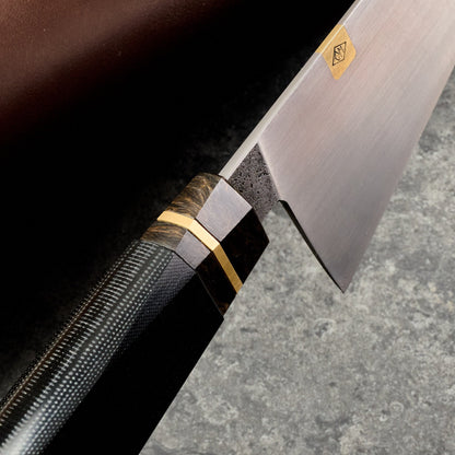 Gyuto 190mm Carbon Chef Brass Inlaid Name Plate SE – handle detail