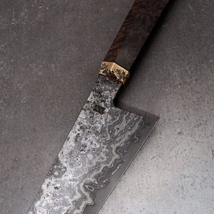 Gyuto 200mm Dammy Clad ApexUltra, Birch & Brass – handle detail