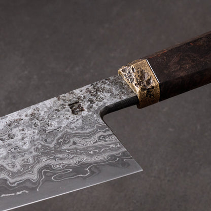 Gyuto 200mm Dammy Clad ApexUltra, Birch & Brass – detail view