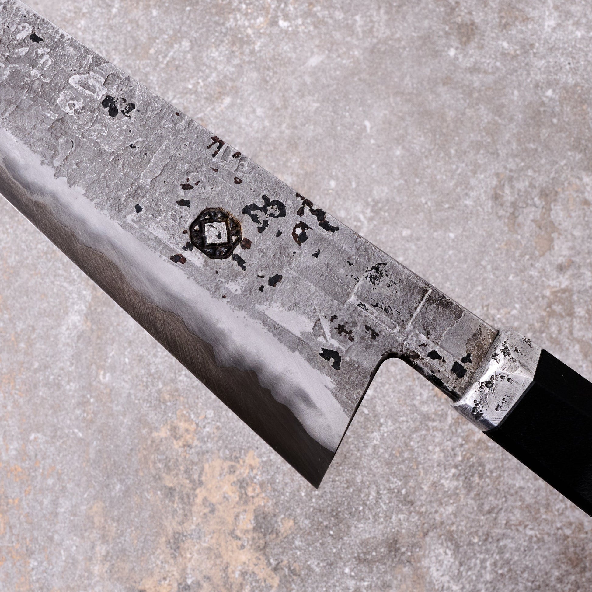 Gyuto 205mm SanMai Aluminium & Micarta – handle detail