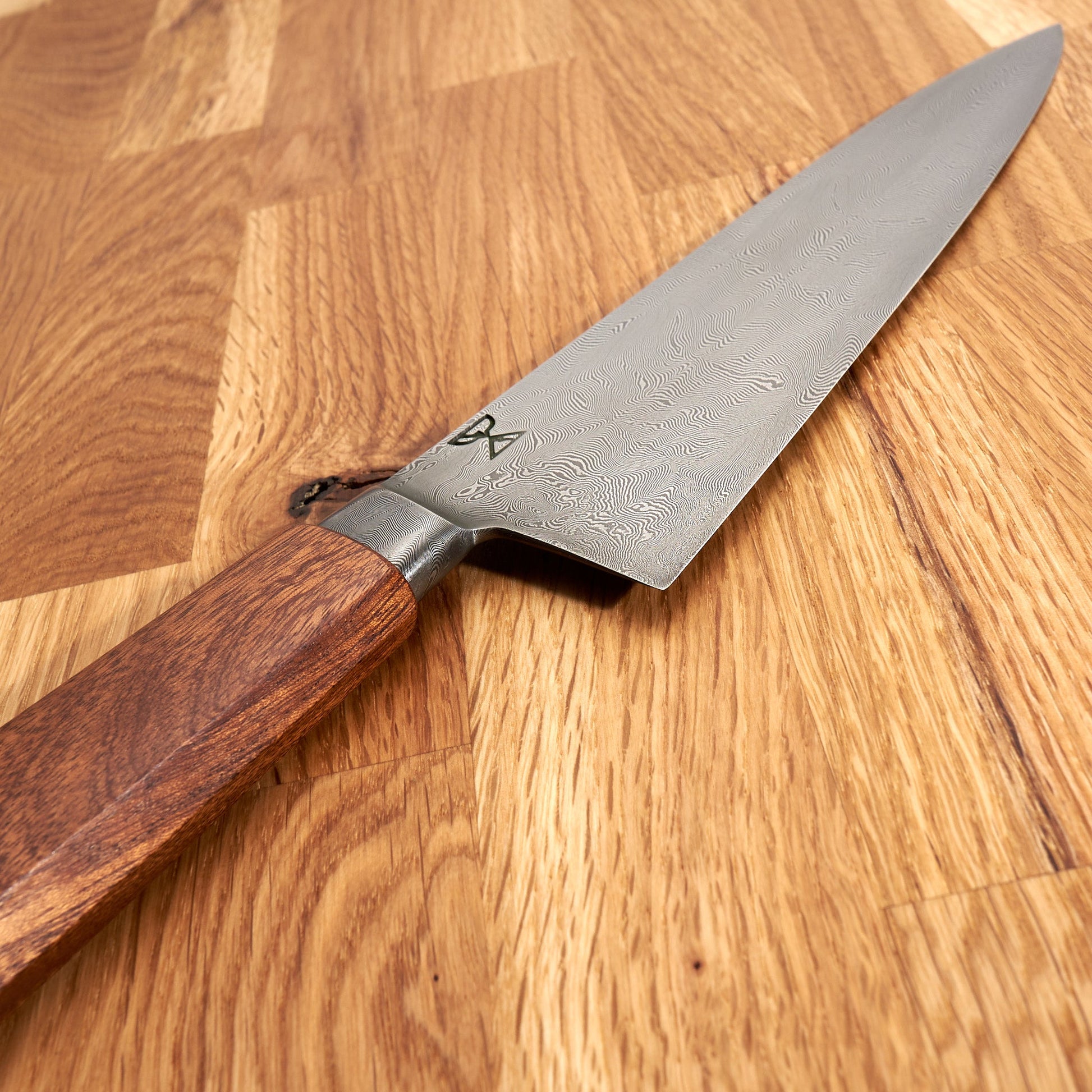 Gyuto 210mm Mosaic Damascus, Mahogany & Brass – view 6