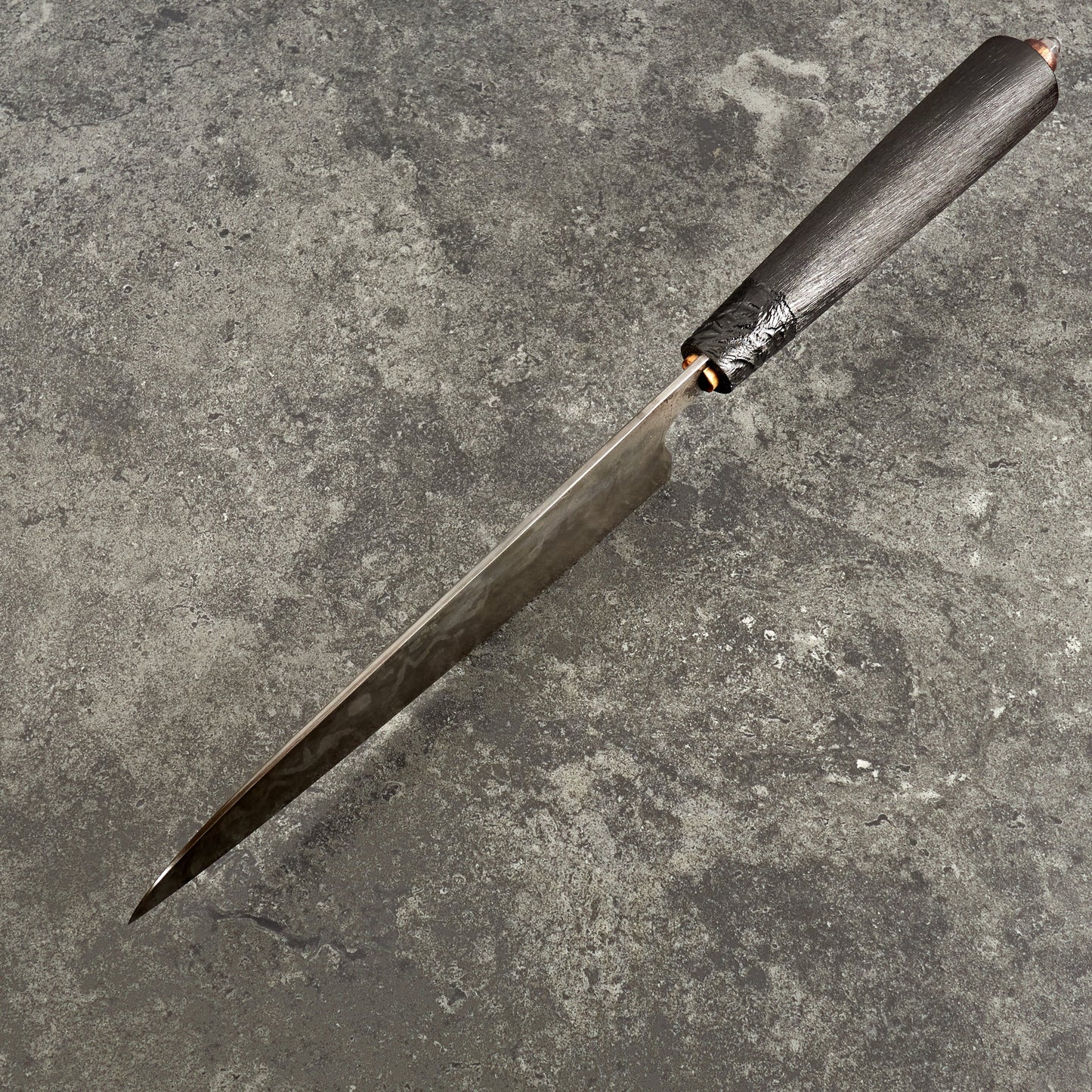 Gyuto 215mm Low Layer Damascus Aogami Super & W1 – side profile