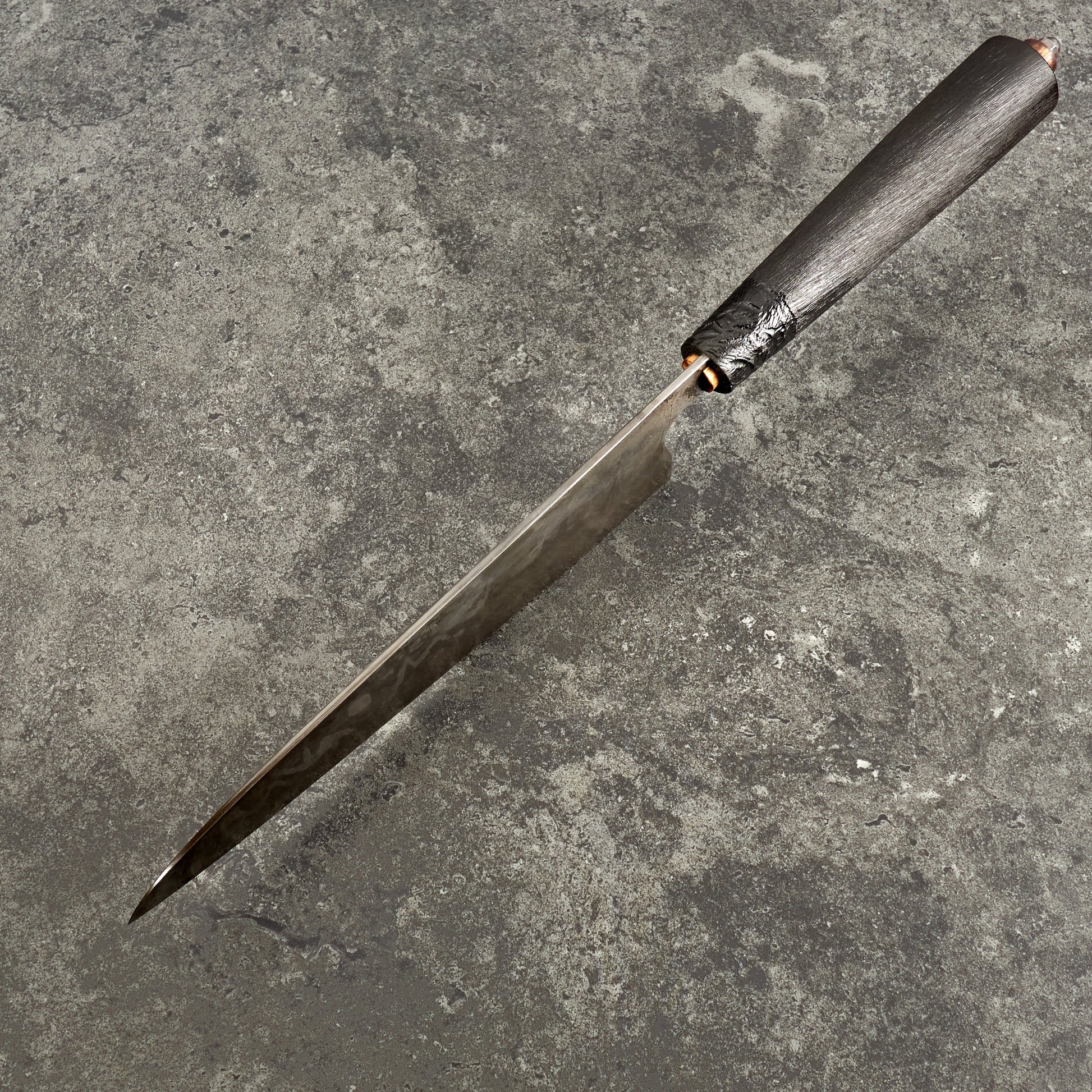 Gyuto 215mm Low Layer Damascus Aogami Super & W1 – side profile