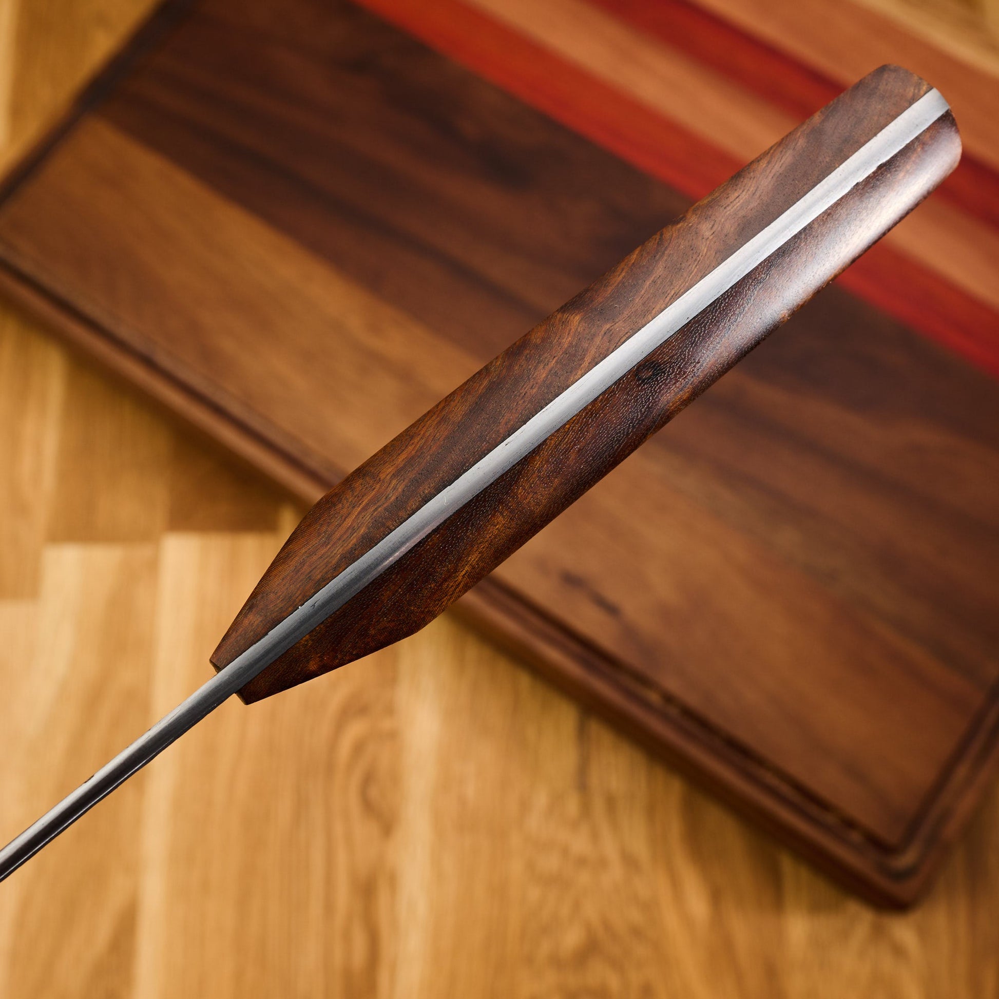 Gyuto 215mm San Mai Wrought Iron Clad Apex Ultra – blade close-up