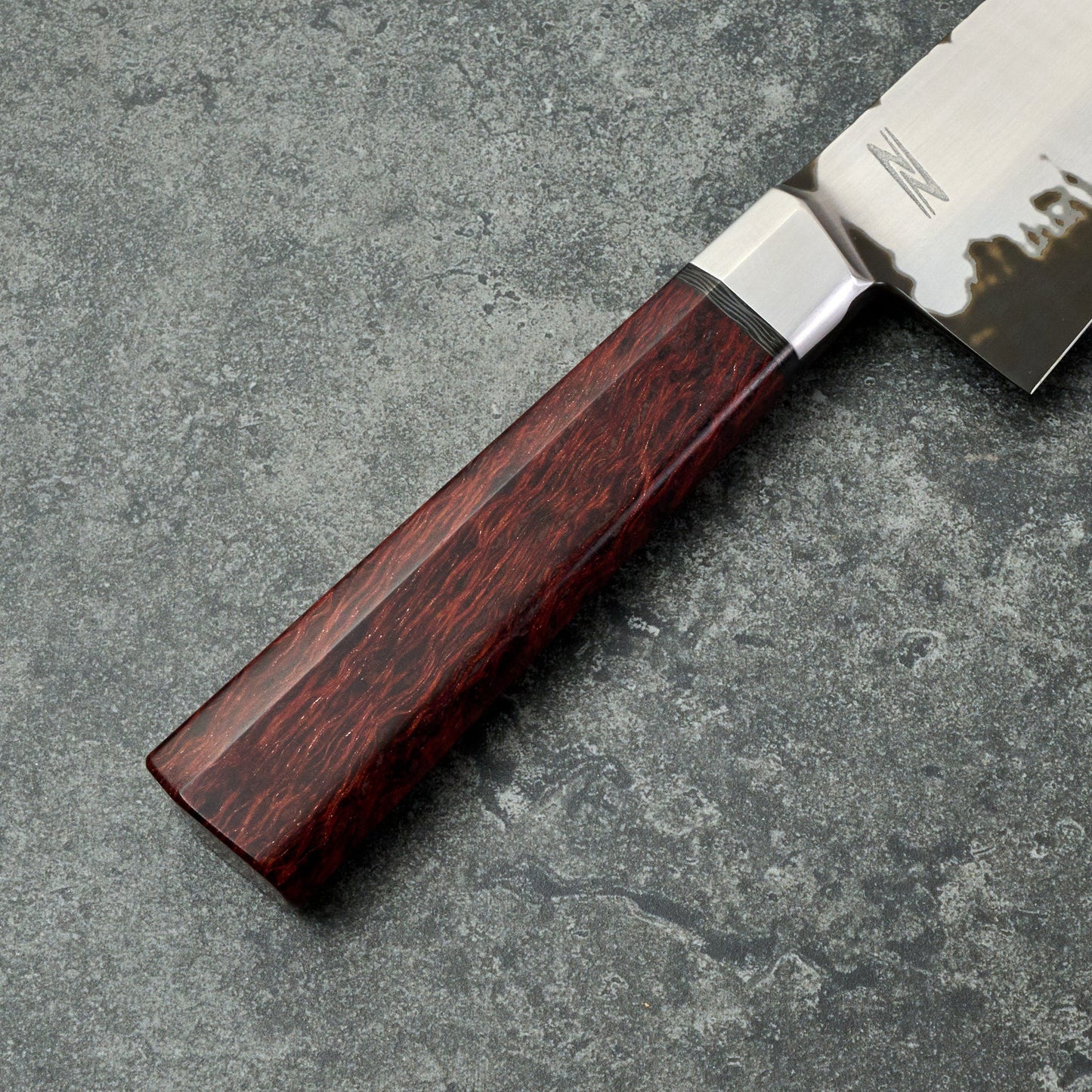 Gyuto 215mm Stainless (410) clad 52100 SanMai Integral – handle detail