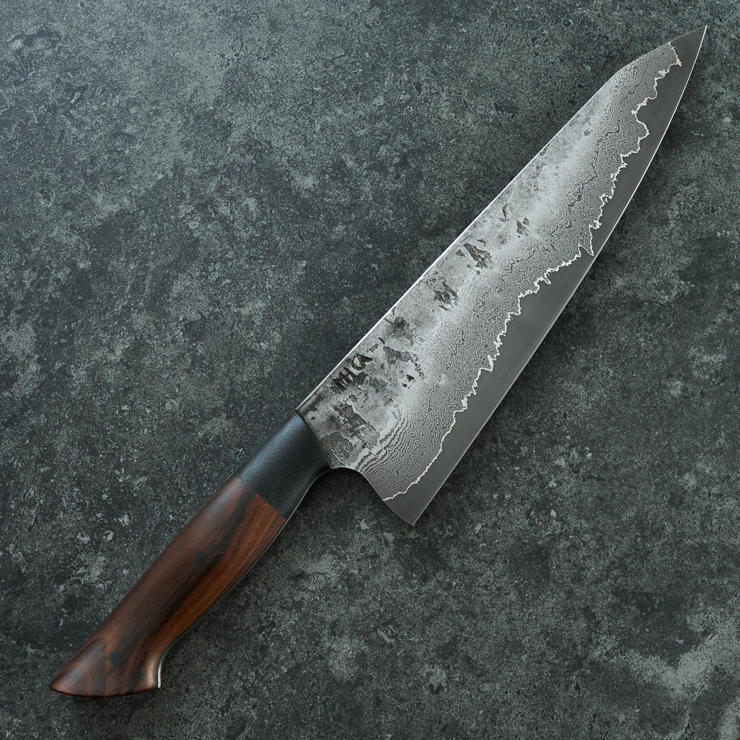 Gyuto 220mm Damascus clad 1.2419 Chesnut & G10 Full Tang