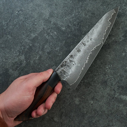Gyuto 220mm Damascus clad 1.2419 Chesnut & G10 Full Tang – side profile