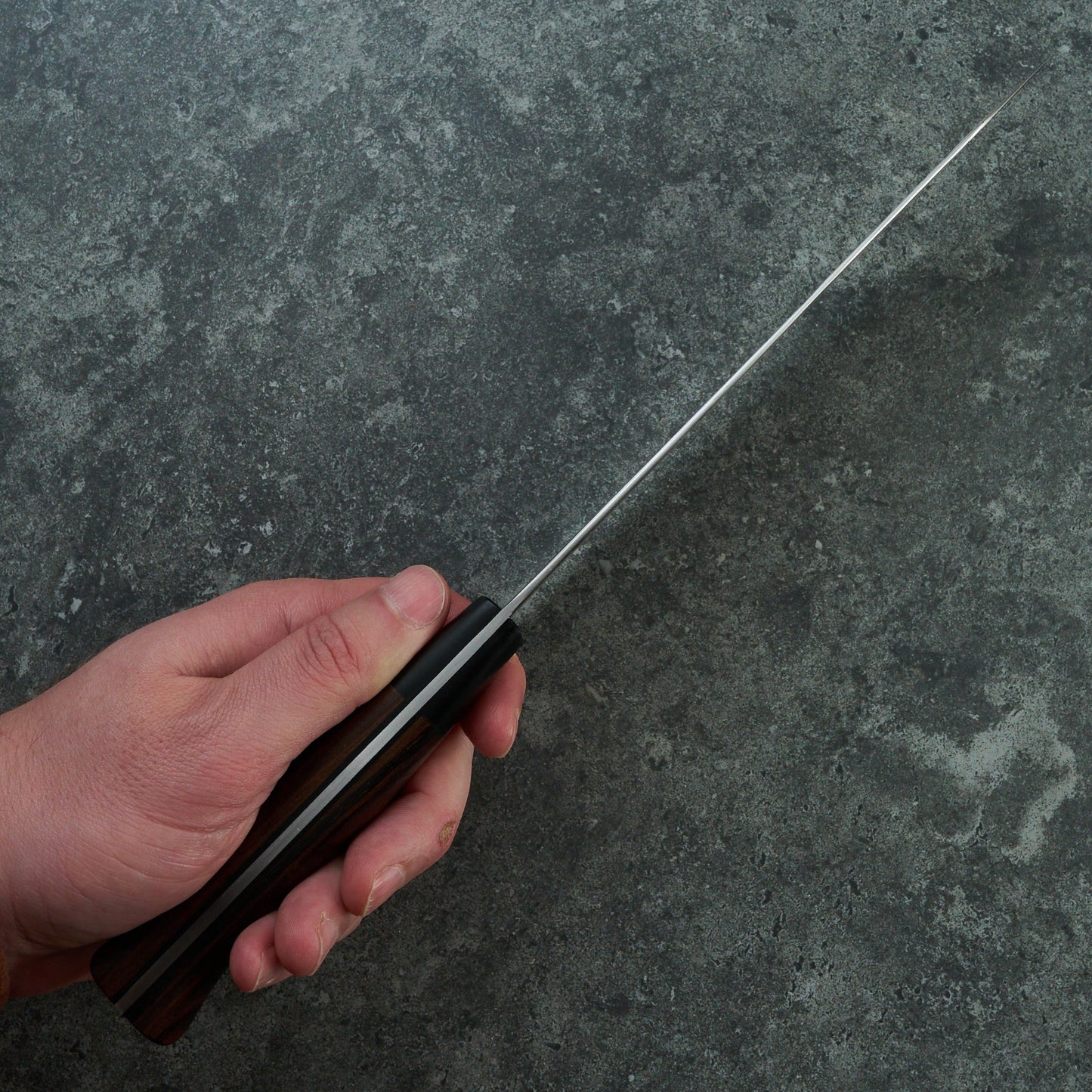 Gyuto 220mm Damascus clad 1.2419 Chesnut & G10 Full Tang – handle detail