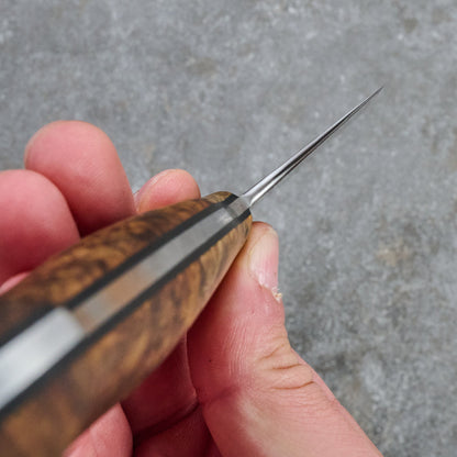 Gyuto 220mm GoMai 1.2419 Damascus & Amboyna Burl – side profile