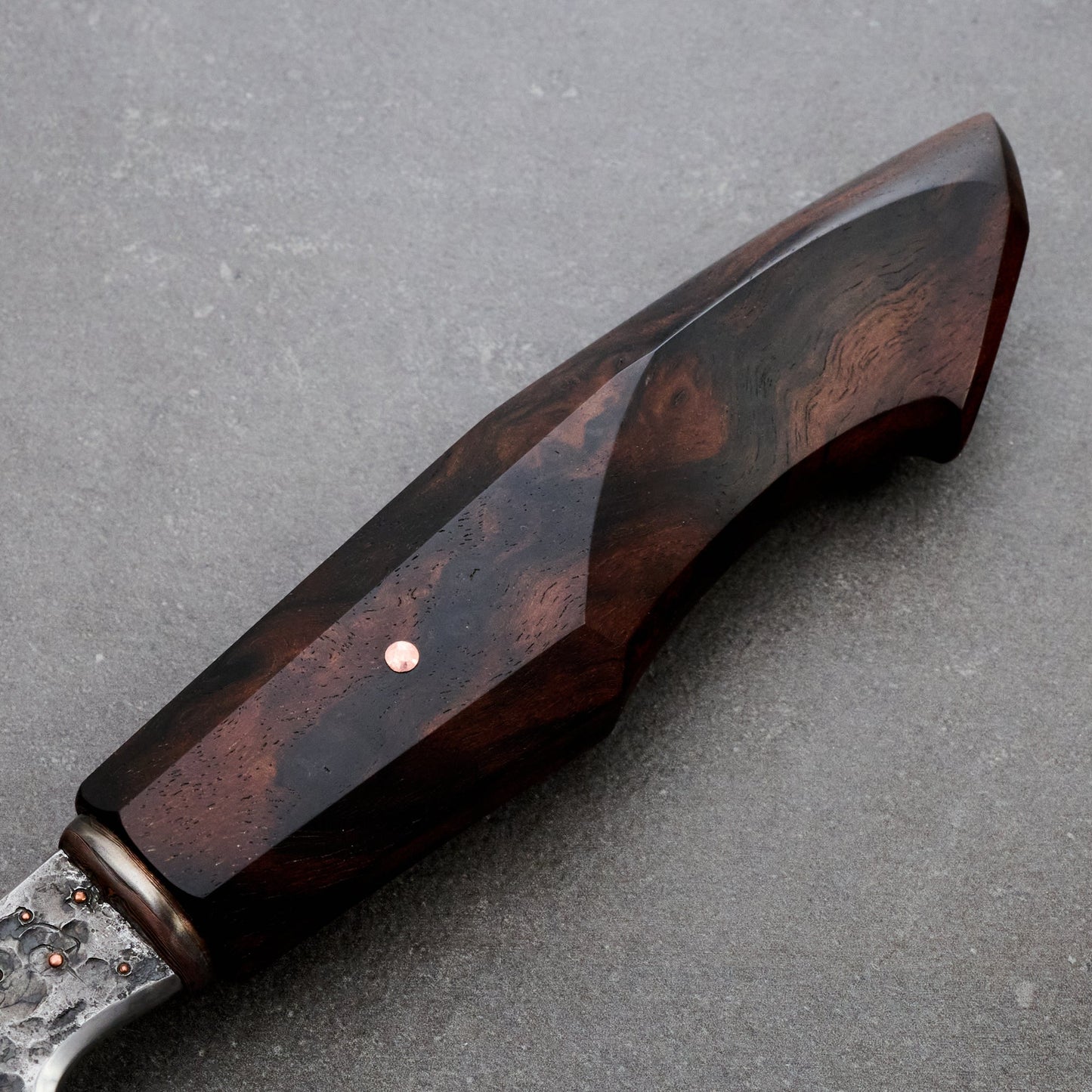 Gyuto 220mm Honyaki Spicey White Mokume, Walnut and Copper – view 6