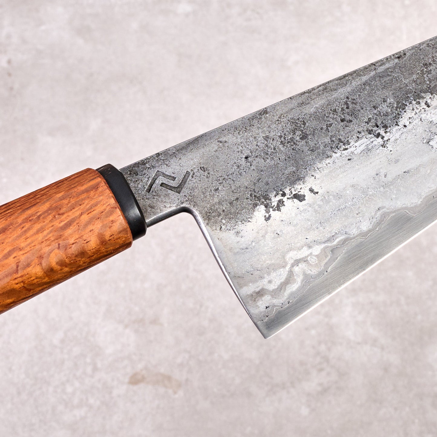 Gyuto 220mm SanMai 135Cr3 & Wrought Iron – detail view