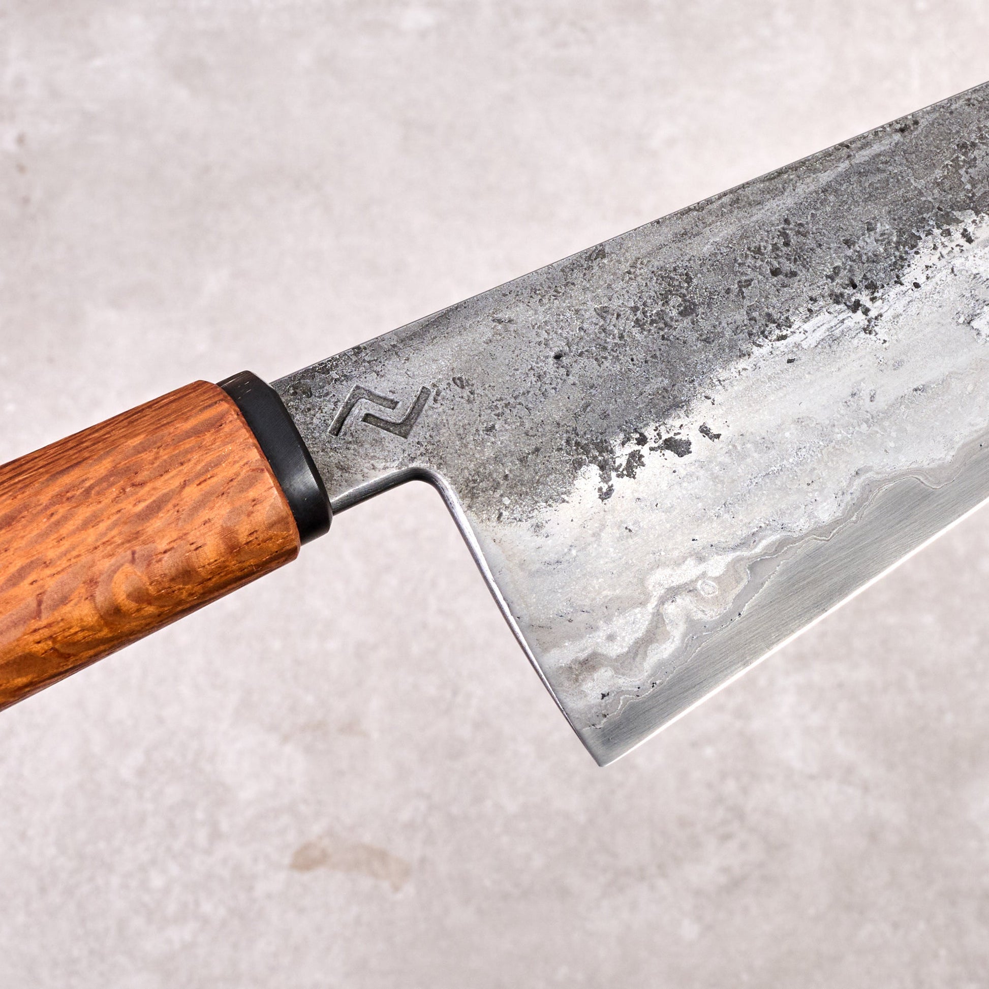 Gyuto 220mm SanMai 135Cr3 & Wrought Iron – detail view