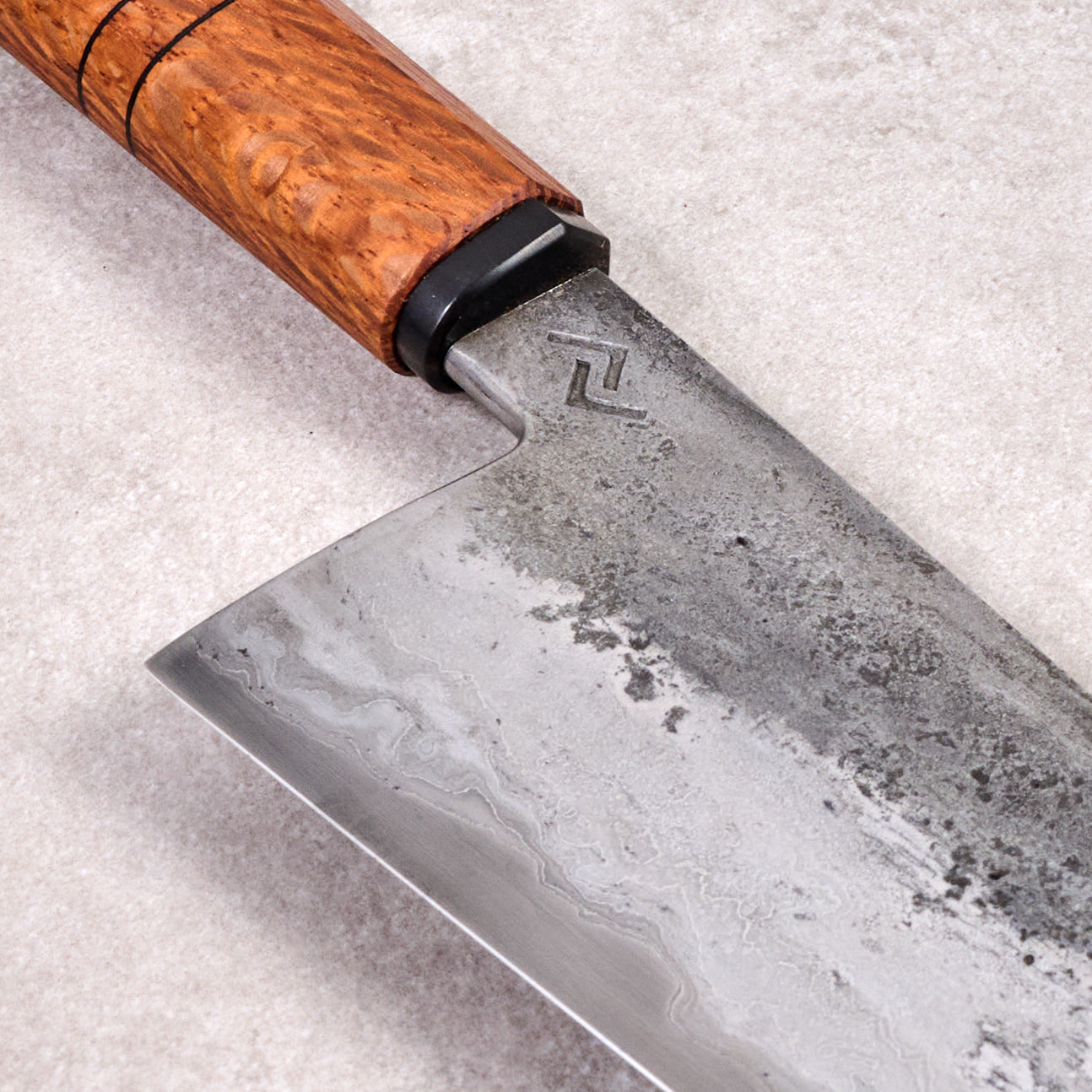Gyuto 220mm SanMai 135Cr3 & Wrought Iron – handle detail