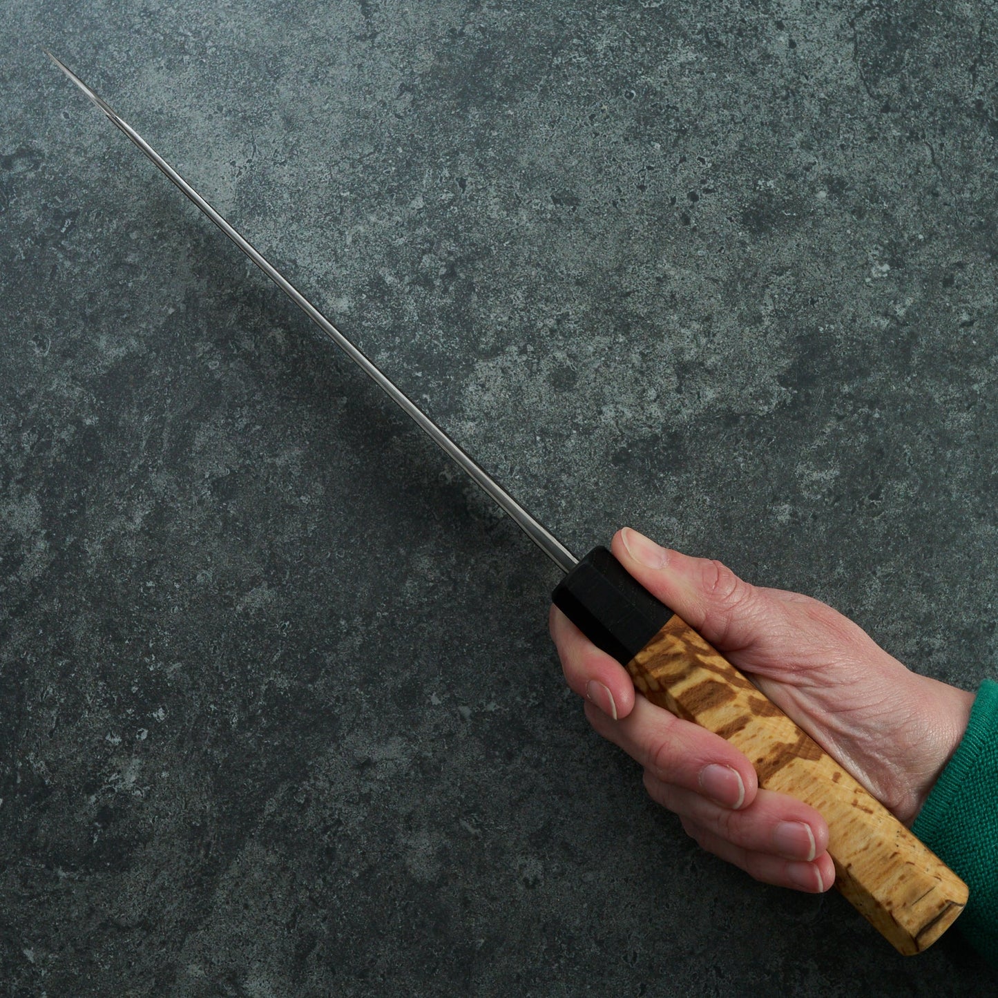 Gyuto 220mm Stainless GoMai 1.2419 Beech & Bog Oak – handle detail