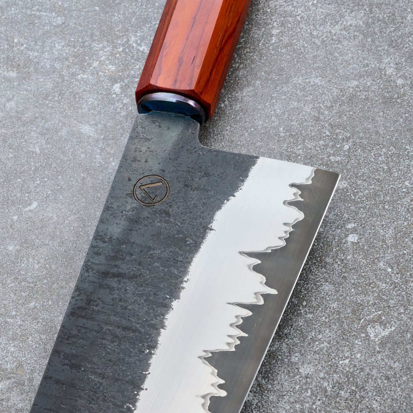 Gyuto 220mm Western Hybrid 'StraightLeg' Stainless SanMai Apex KU – side profile