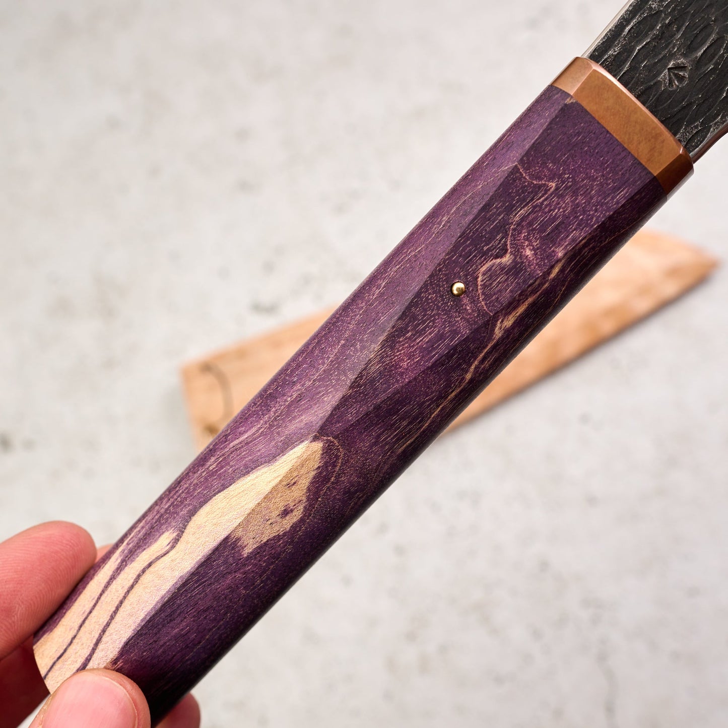 Gyuto 220mm Vtoku2 Mokume Copper, Brass & Stainless – side profile