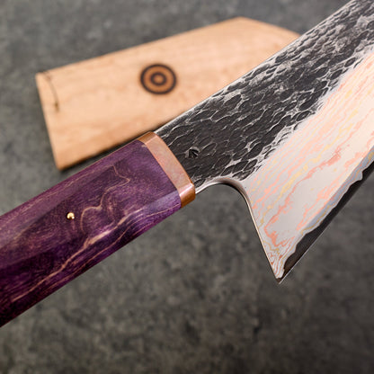 Gyuto 220mm Vtoku2 Mokume Copper, Brass & Stainless – detail view