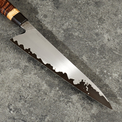 Gyuto 220mm Vtoku2 Stainless Clad Tasmanian Blackwood – blade close-up