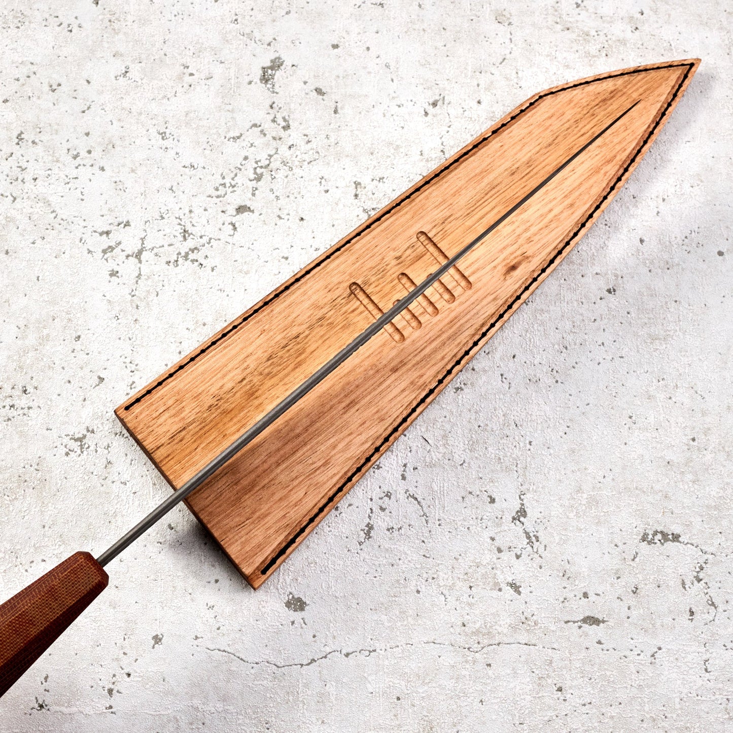 Gyuto 225mm 23 Layer Suminagashi Clad Waffle Textured S Grind – view 6