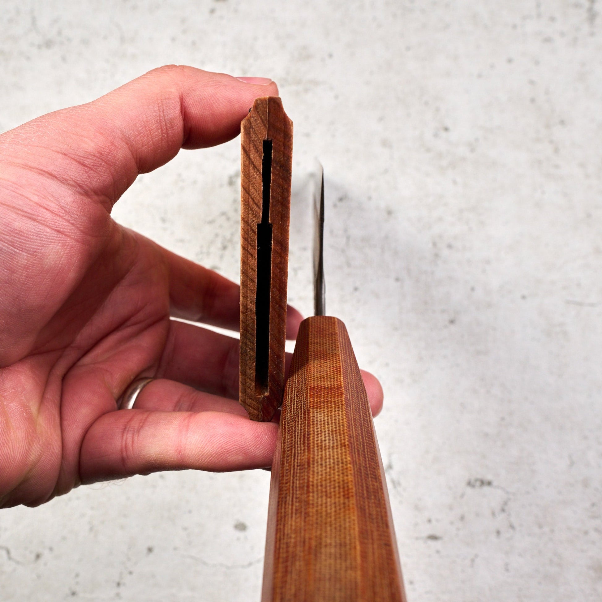 Gyuto 225mm 23 Layer Suminagashi Clad Waffle Textured S Grind – view 8