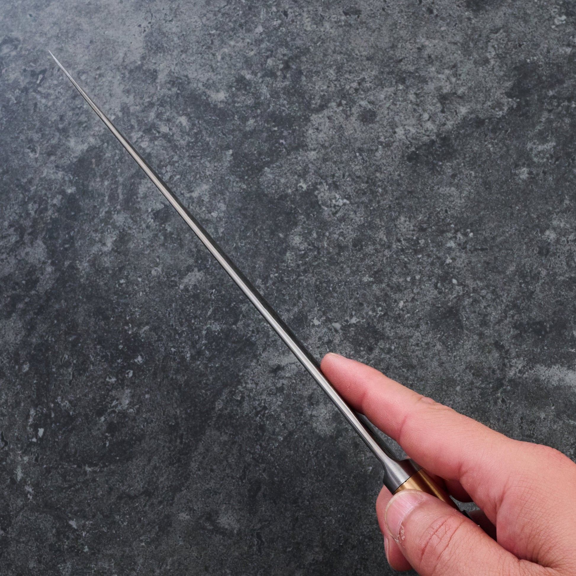 Gyuto 220mm Wrought Iron & Apex Ultra Nogent Integral – handle detail