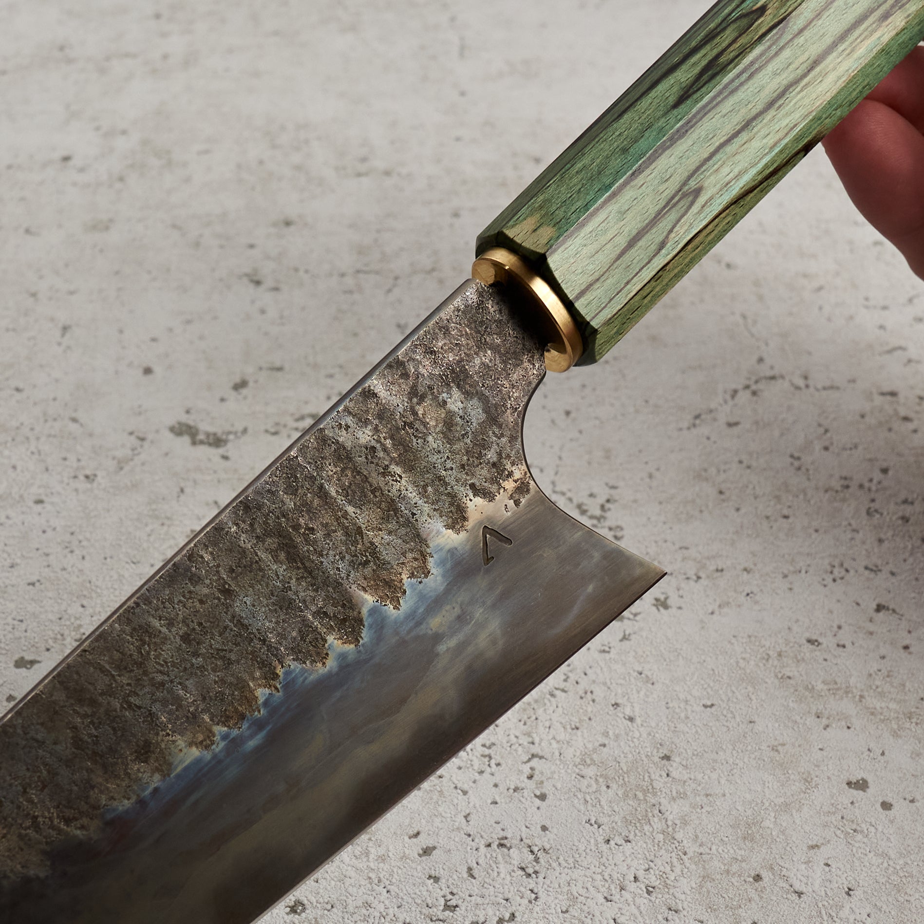 Gyuto 225mm C Grind Spalted Beach & Brass – view 6