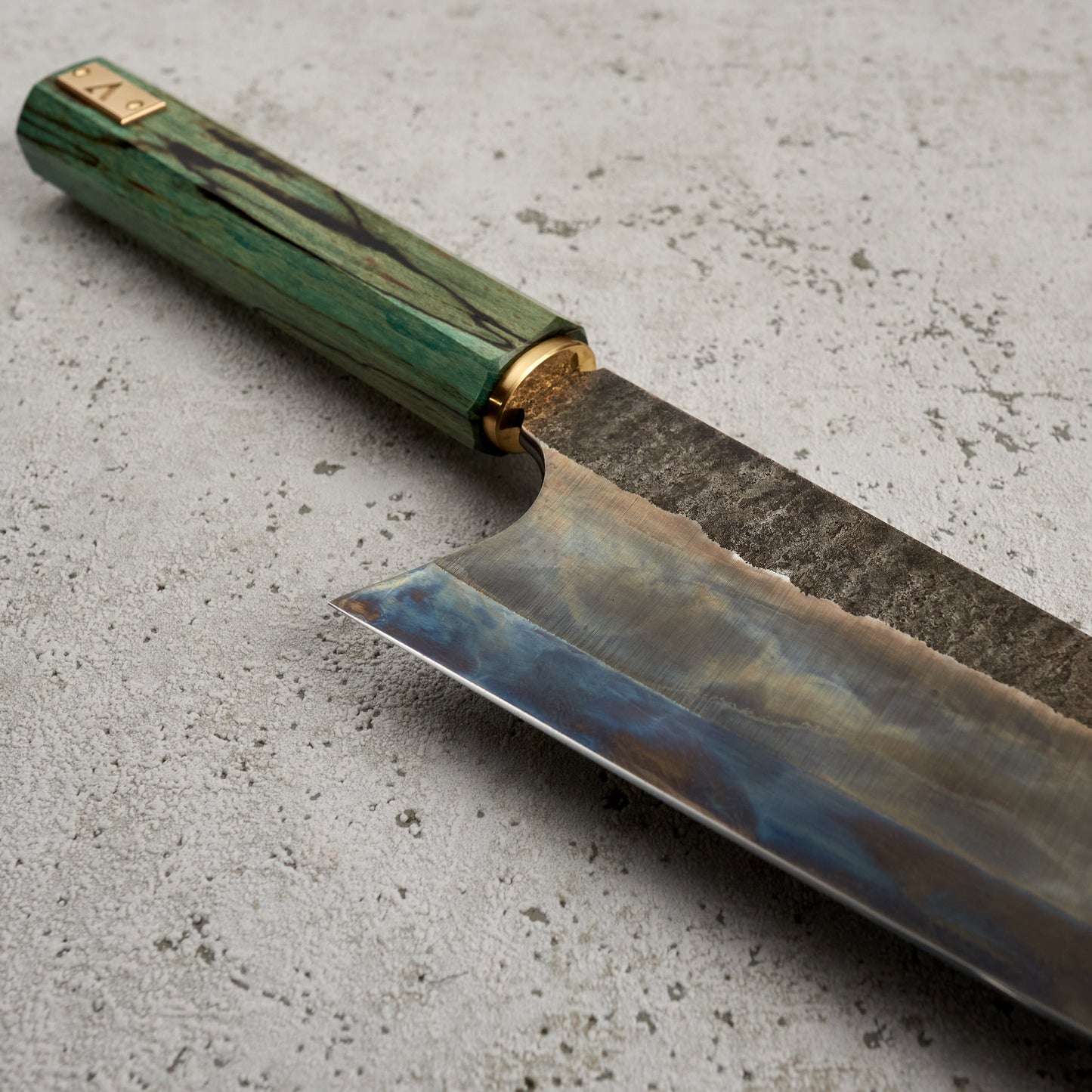 Gyuto 225mm C Grind Spalted Beach & Brass – view 7