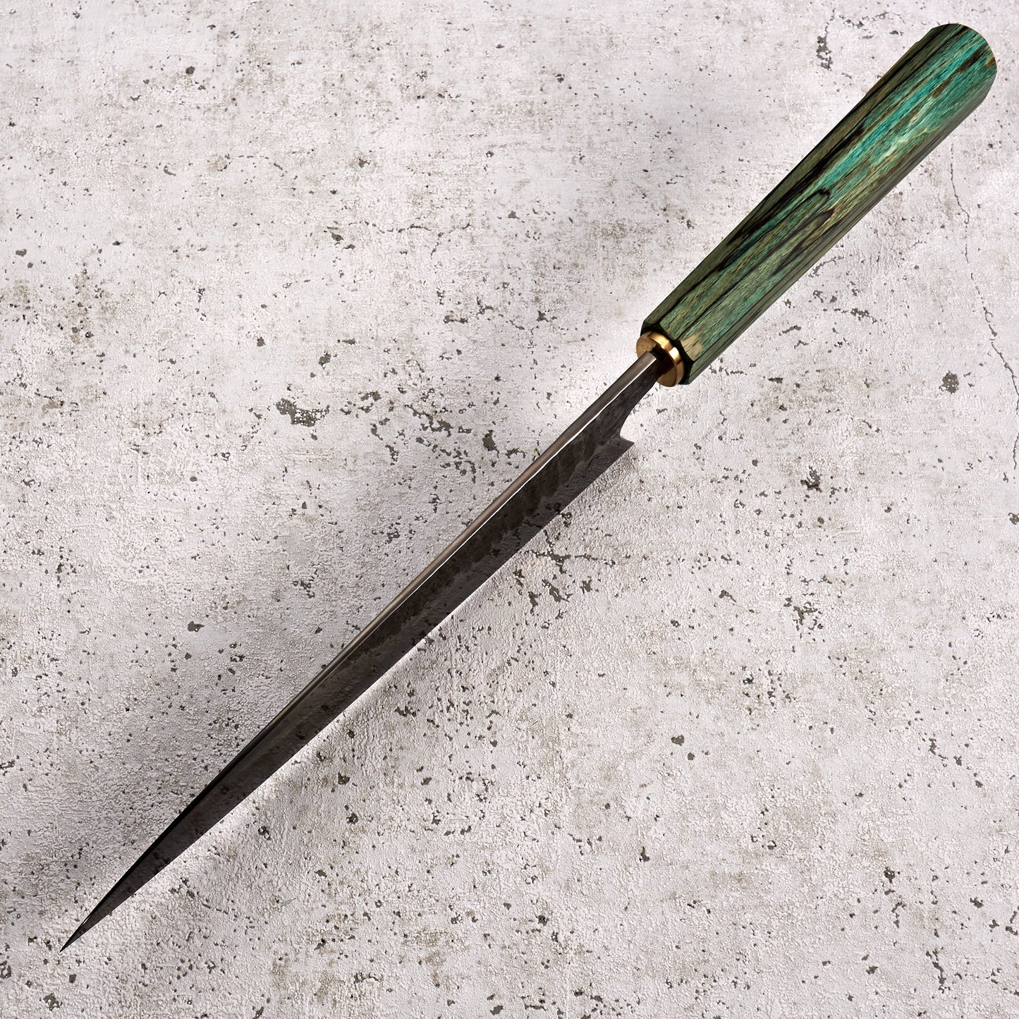 Gyuto 225mm C Grind Spalted Beach & Brass – side profile