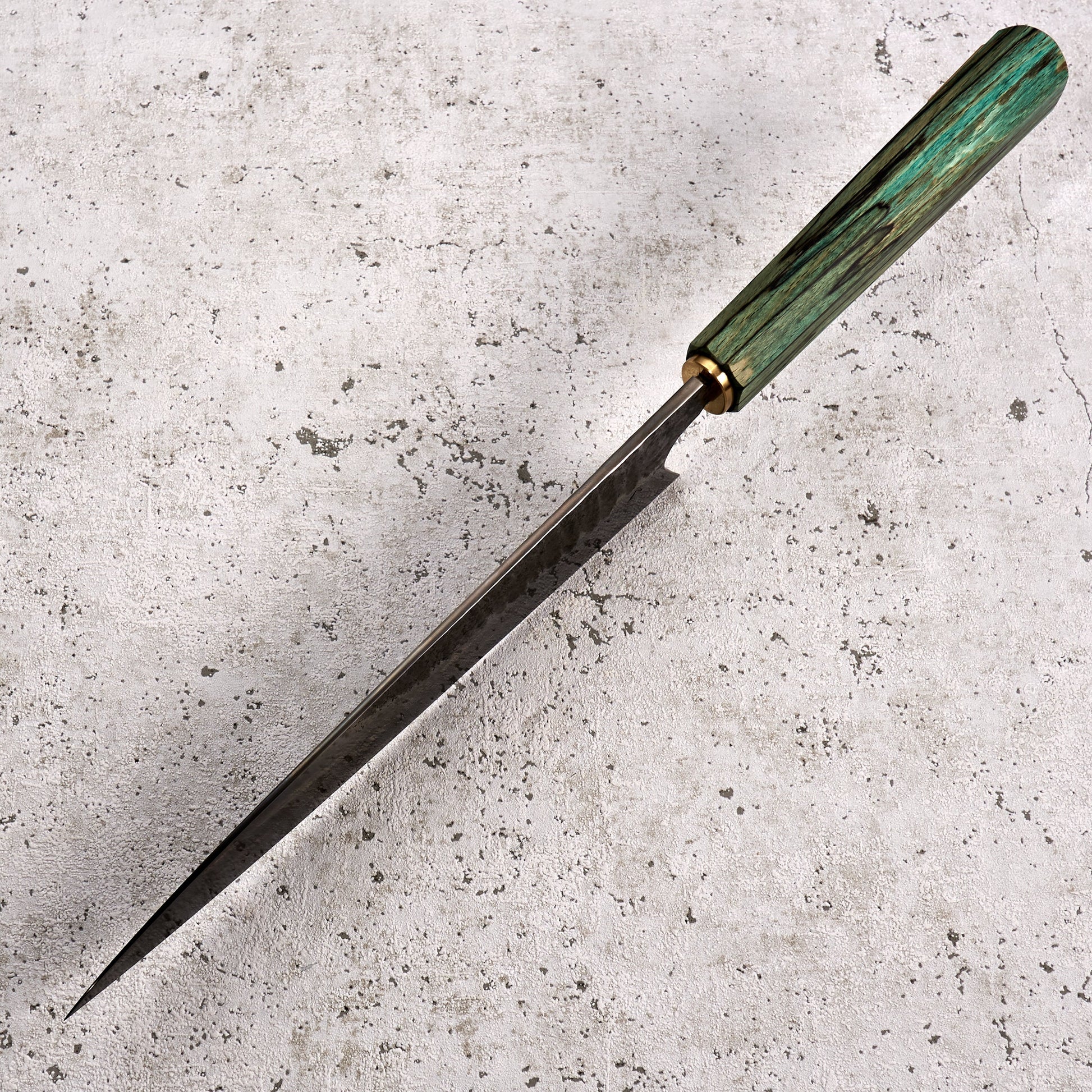 Gyuto 225mm C Grind Spalted Beach & Brass – side profile