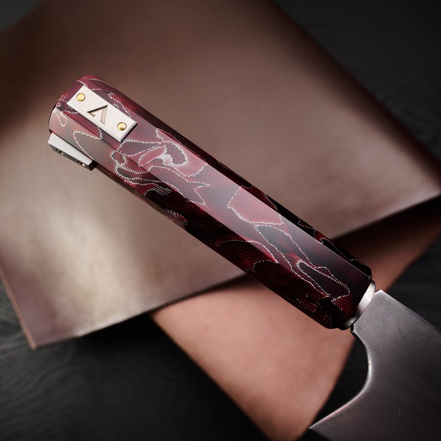 Gyuto 230mm 125sc Honyaki Deep Etch – detail view