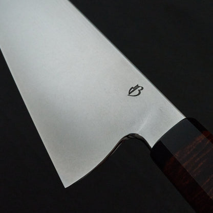 Gyuto 225mm AEB-L Orbital, Gidgee & Double Black canvas Micarta – blade close-up