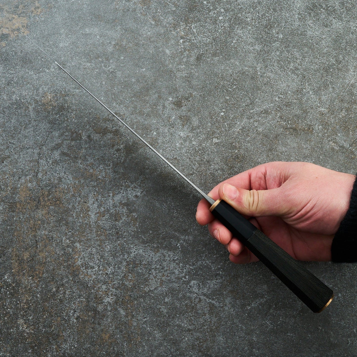 Gyuto 230mm Apex Ultra TakeDown Bronze, Micarta and Black Juma – blade close-up