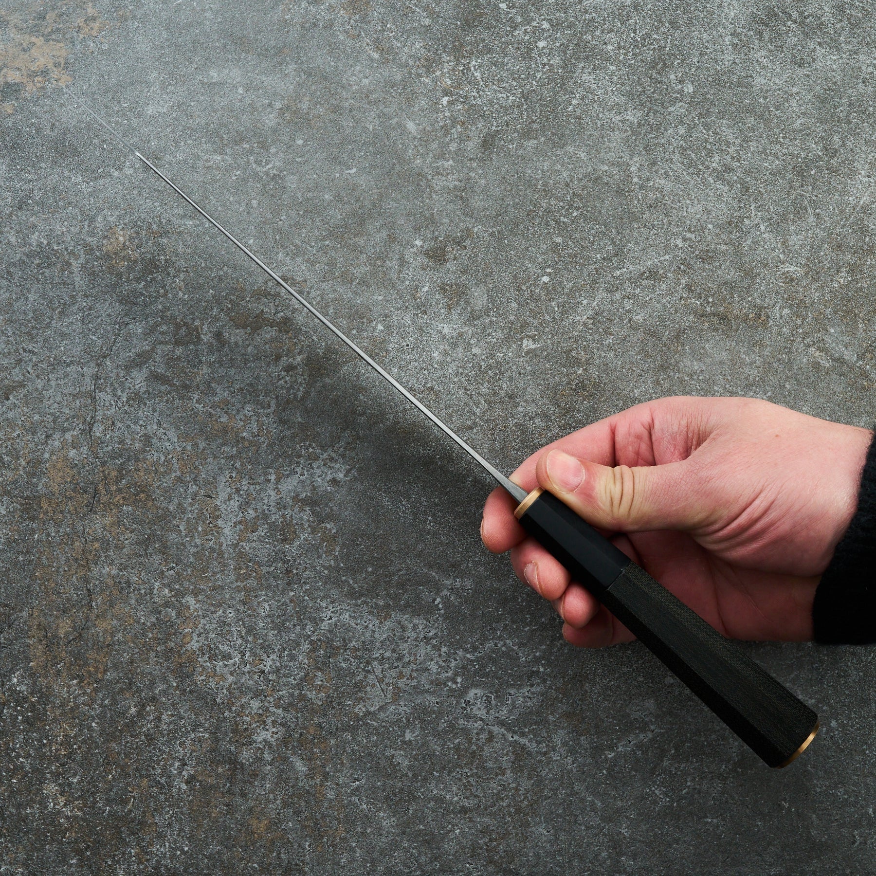 Gyuto 230mm Apex Ultra TakeDown Bronze, Micarta and Black Juma – blade close-up