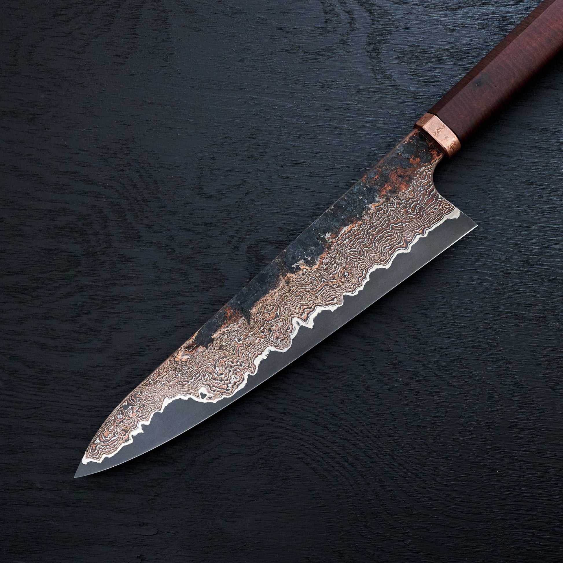Gyuto 230mm Copper Damascus Clad Apex Ultra, Mokume-gane & Gidgee – view 8