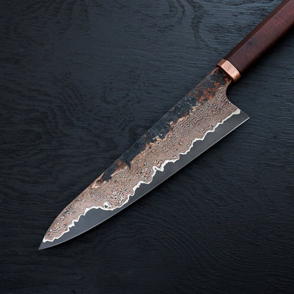 Gyuto 230mm Copper Damascus Clad Apex Ultra, Mokume-gane & Gidgee – view 8