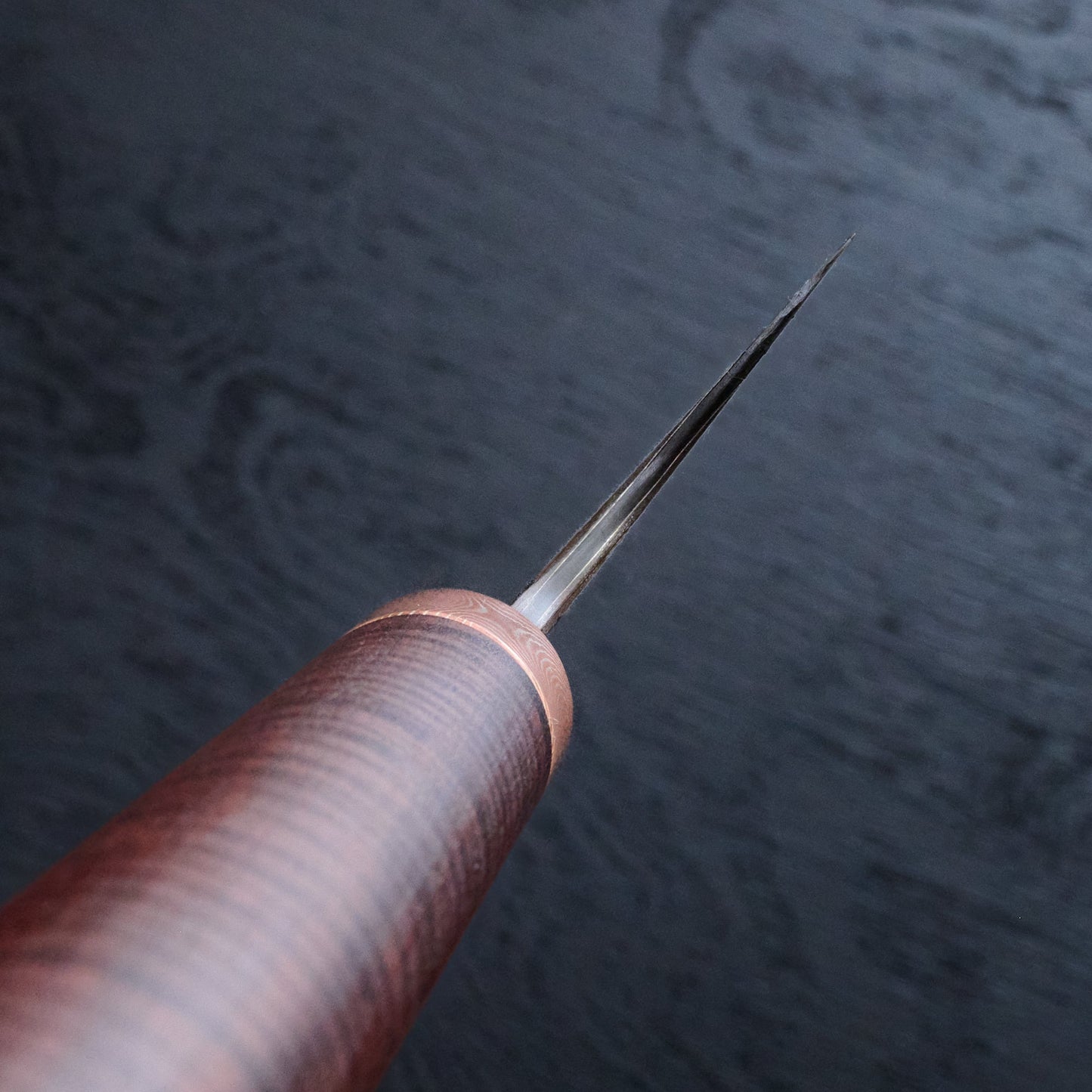 Gyuto 230mm Copper Damascus Clad Apex Ultra, Mokume-gane & Gidgee – side profile